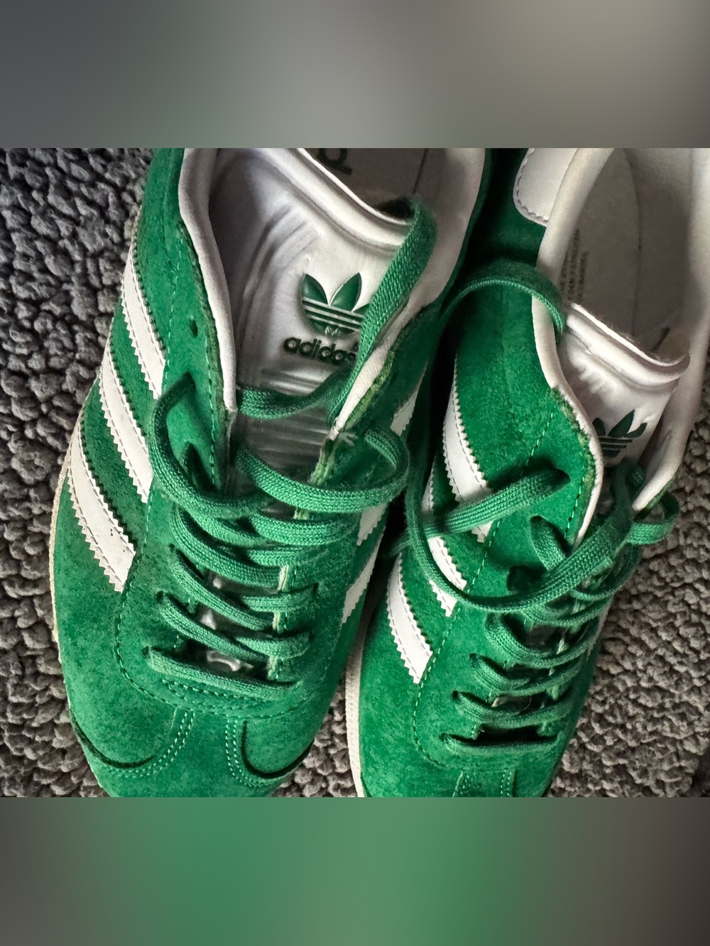 adidas Gazelle Green Suede Sneakers with White Stripes - Picture 2 of 8